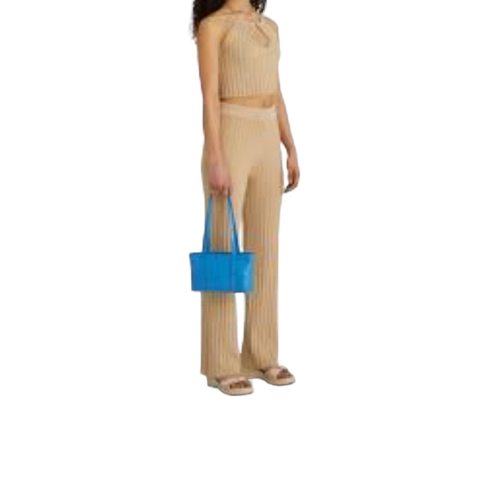 Paloma Wool Beige Ribbed Wide-Leg Trousers